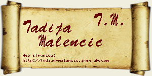 Tadija Malenčić vizit kartica
